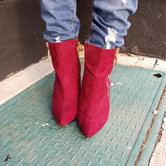 Burgandy ankle booties size 10 - Picture 2 of 7